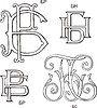 Vector clipart: cyrillic monograms БН, БР and БС