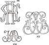 Vector clipart: cyrillic monograms ХӨ, ЮА and ЯК