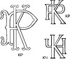 Vector clipart: cyrillic monograms КР и КЧ