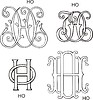 Vector clipart: cyrillic monograms НО