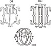 Vector clipart: cyrillic monograms ОО, ОТ and ОШ