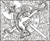 Векторный клипарт: гравюра со шлемом, перекрещенными клинками и змеей