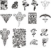 Vector clipart: art nouveau simple floral ornaments