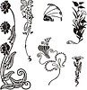 Vector clipart: art nouveau simple floral ornaments