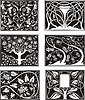 Vector clipart: art nouveau floral patterns