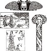 Vector clipart: art nouveau patterns with women