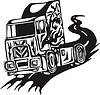 Vector clipart: truck flame on the road