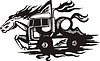 Vector clipart: truck and horse flame