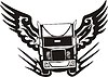 Векторный клипарт: грузовик с флеймом в виде крыльев