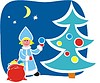Векторный клипарт: Снегурочка наряжает новогоднюю елку