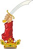 heraldische Rangkrone mit Hand und Säbel