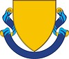 heraldic shield with motto ribbon