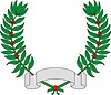 heraldic wreath with motto ribbon