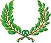 heraldic wreath of laurel and oak leaves