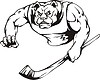 Vector clipart: bulldog mascot with hockey stick