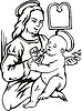 Vector clipart: Madonna with a flower; by Leonardo da Vinci