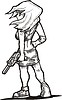 Векторный клипарт: аниме-девушка с пистолетом
