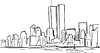 Vector clipart: former New York skyline with WTC Twin Towers