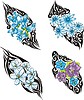 Vector clipart: blue flower tattoos