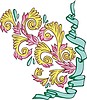 Векторный клипарт: растительный орнамент с лентой