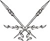 crossed spears with ribbons