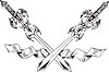 Vector clipart: crossed swords with ribbon