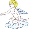 Vector clipart: Cupid sitting on a cloud