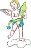 Vector clipart: angel holding a fish