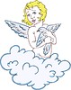 Vector clipart: angel on a cloud and holding a bird