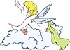 Векторный клипарт: ангелочек, лежащий на облаке