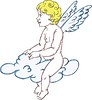 angel sits on a cloud