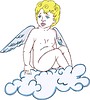 angel sitting on a cloud