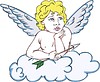 Vector clipart: Cupid with an arrow on a cloud