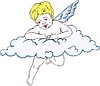Векторный клипарт: ангелочек на облаке
