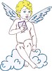 Vector clipart: angel cuddles envelope with a letter