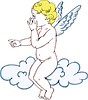Vector clipart: surprised angel on a cloud