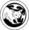 Векторный клипарт: круглое тату с кошкой