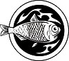 Векторный клипарт: круглое тату с рыбой