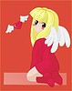 Vector clipart: young girl angel and winged heart