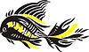 Векторный клипарт: черно-желтый паттерн-рыба