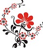 Векторный клипарт: славянский черно-красные цветочный орнамент