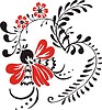 Vector clipart: slavic red & black flower pattern