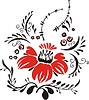 Vector clipart: slavic red & black flower pattern