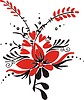 Vector clipart: slavic red and black flower pattern