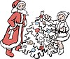 Santa Claus with girl near Christmas tree 