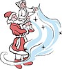Vector clipart: Santa Claus and Snow Maiden making snowstorm
