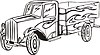 Vector clipart: vintage truck flame