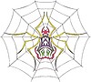 Симметричное тату паук на паутине | Векторный клипарт