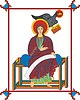 Vector clipart: John the Evangelist (Lindisfarne G.) with eagle