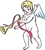 Векторный клипарт: маленький ангелочек трубадур